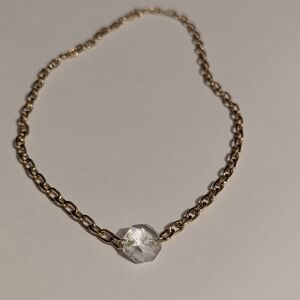 Hand Made Gold Chain Necklace with Crystal Pendant